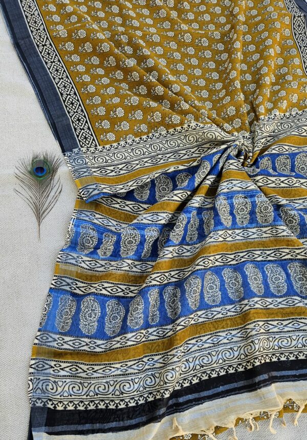 handblock linen saree handblock linen saree