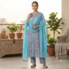 handblock print with chiffon dupatta