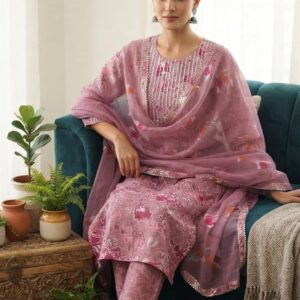 NEW ARRIVALS handblock print with chiffon dupatta