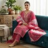 handblock print with chiffon dupatta