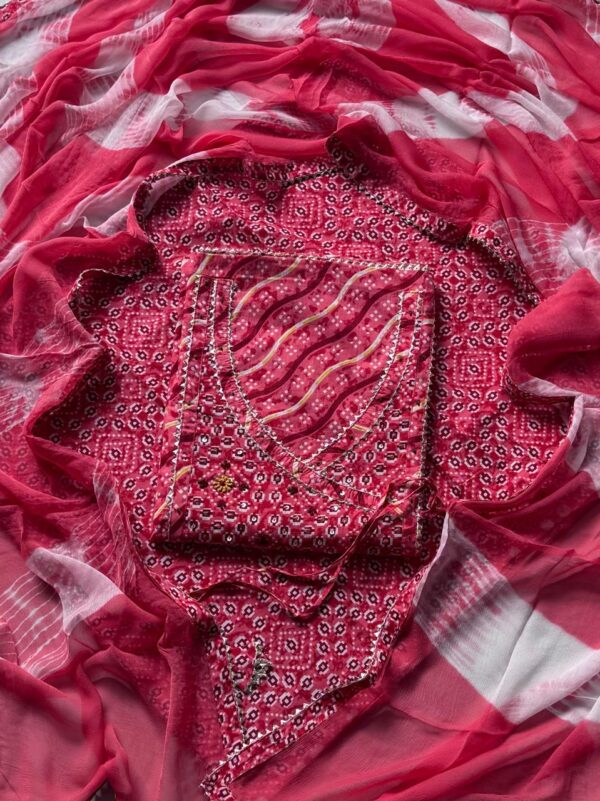 handblock print with chiffon dupatta