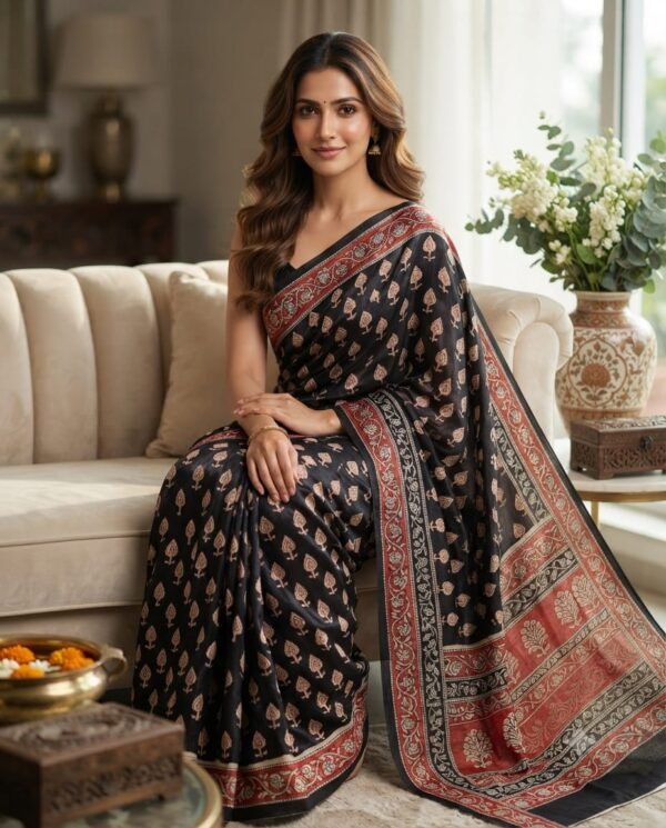 handblock print modal saree handblock print modal saree