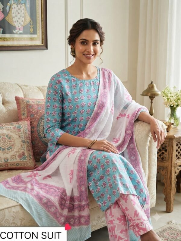 handblock print mul cotton dupatta