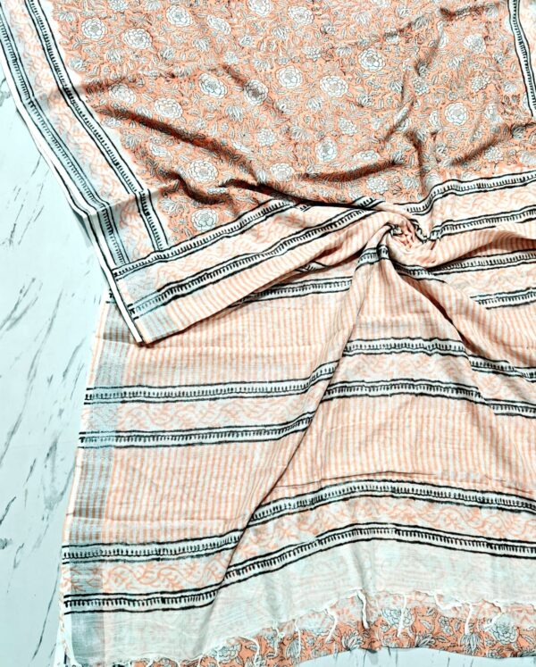 handblock linen saree