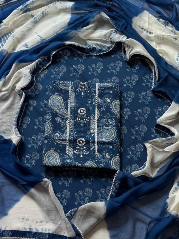 handblock print with chiffon dupatta