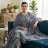 handblock print with chiffon dupatta