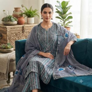 NEW ARRIVALS handblock print with chiffon dupatta