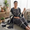 handblock print with chiffon dupatta