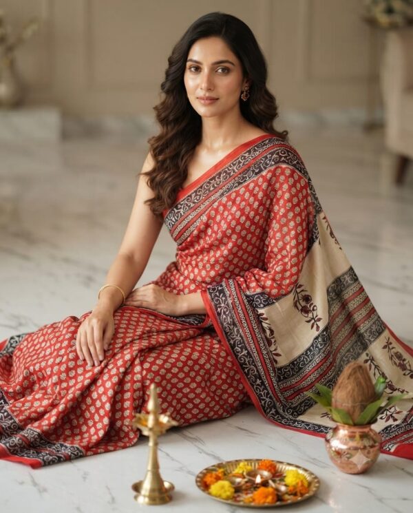 handblock print modal saree handblock print modal saree