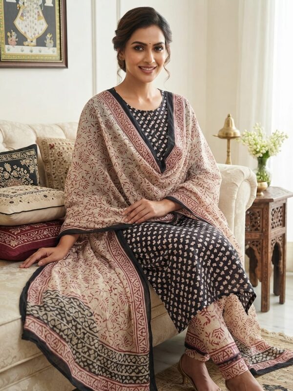 handblock print mul cotton dupatta