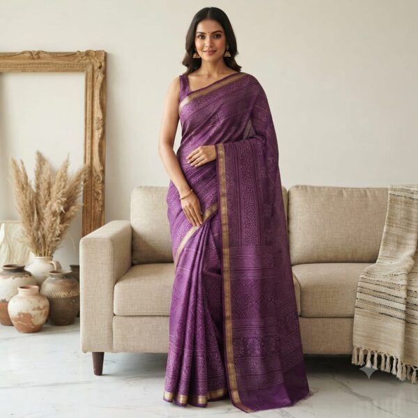 handblock print silk sarees