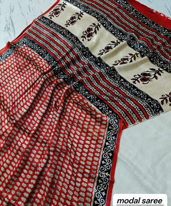 handblock print modal saree handblock print modal saree