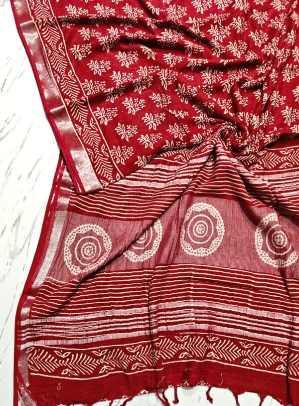 handblock linen saree