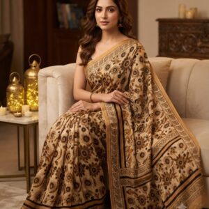 handblock print modal saree