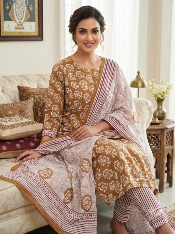 handblock print mul cotton dupatta