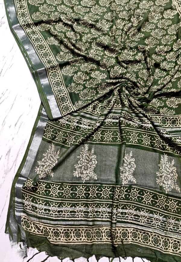 handblock linen saree