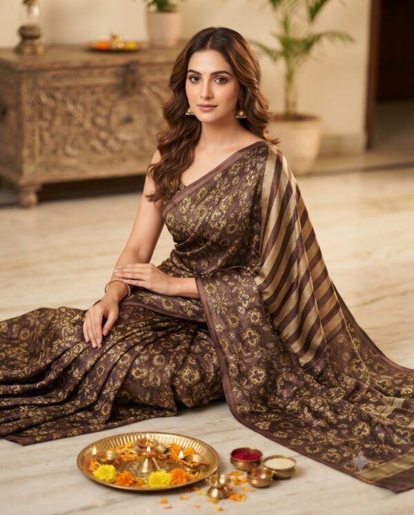 handblock print modal saree