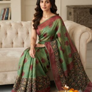 handblock print modal saree