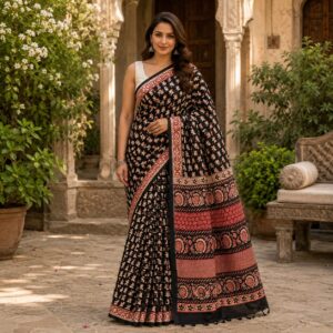 NEW ARRIVALS handblock linen saree