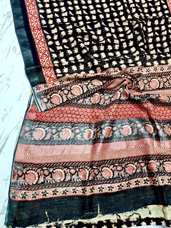 handblock linen saree handblock linen saree