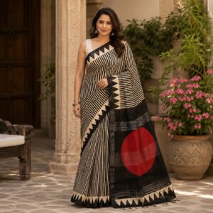 NEW ARRIVALS handblock linen saree