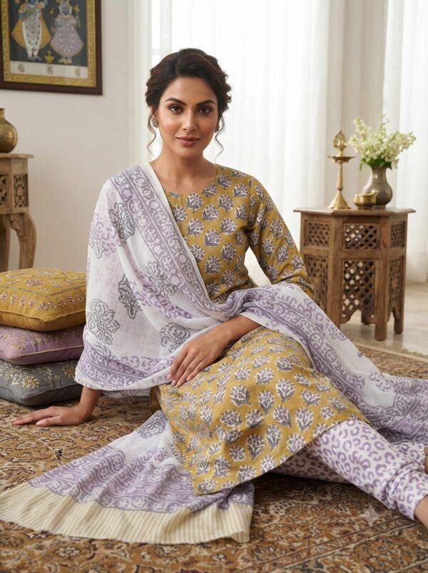 handblock print mul cotton dupatta